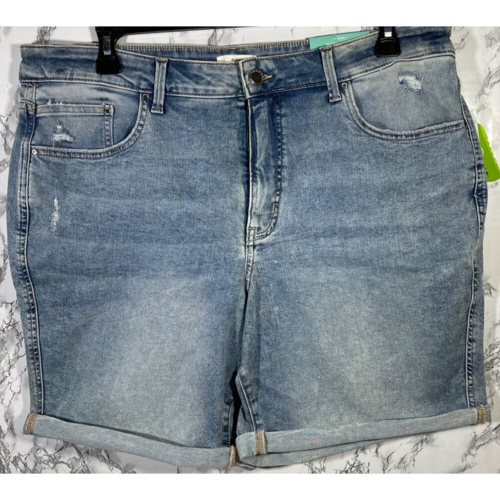 Everflex Womens High-Rise Super Stretch Denim Bermuda Shorts Size 20W